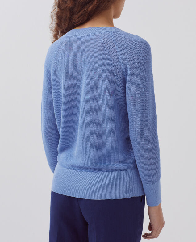Pullover mit V-Ausschnitt aus Leinen H605 savoie