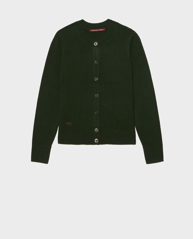 Cardigan aus Kaschmir mit Rundhalsausschnitt Military green