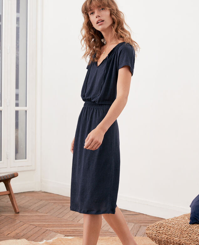 Kleid aus Leinen Navy