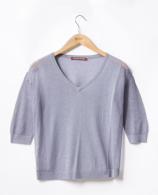 Pullover mit Ajourmusterdetails Washed blue