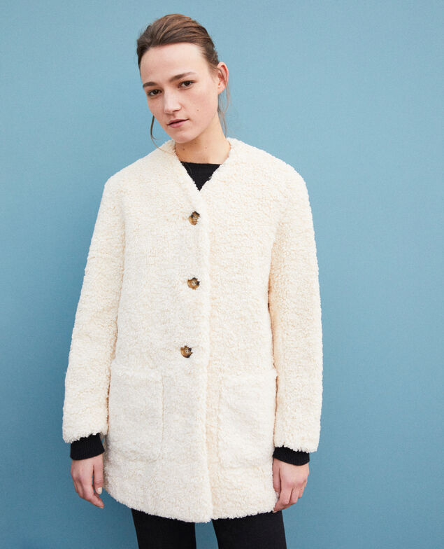 Mantel aus Pelzimitat Off white