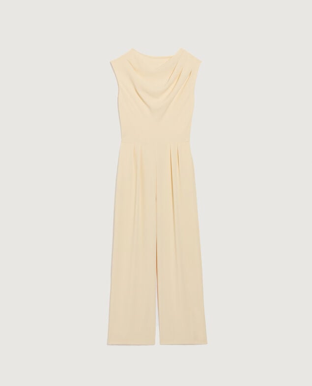 Jumpsuit aus satiniertem Krepp K300 ecru beige