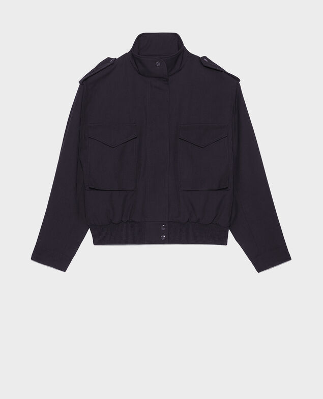  Bomberjacke aus Wollgabardine Night sky