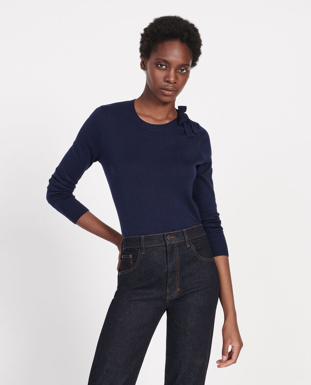 Pullover mit Seide und Kaschmir Maritime blue