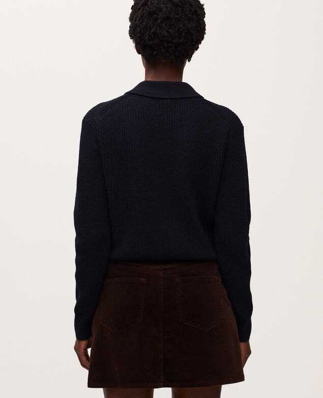Pullover mit Polokragen U690 navy