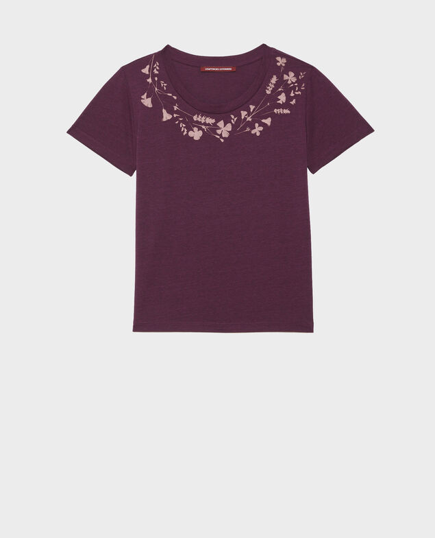 Fließendes T-Shirt mit Rundhalsausschnitt Potent purple