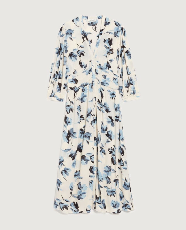 Langes fließendes Kleid K620 lily blue