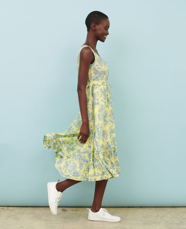 Ausgestelltes Kleid aus Baumwollvoile 93 print yellow