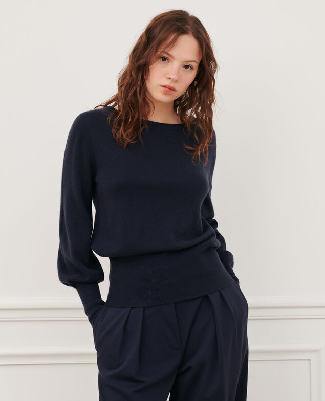 Feiner Pullover aus Kaschmir mit U-Boot-Kragen Night sky