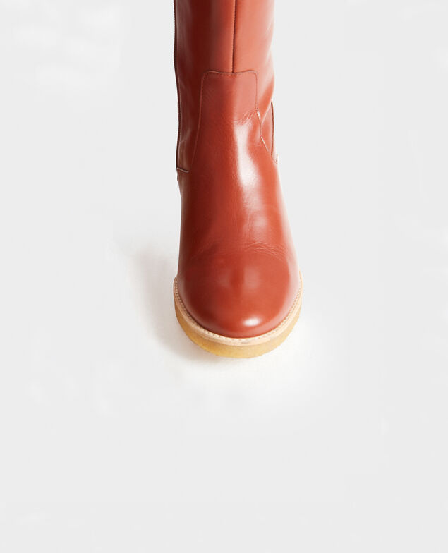 Lederstiefel mit Kreppsohle Brandy brown