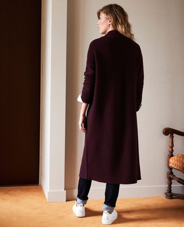 Lange Strickjacke aus Rippstrick Fudge