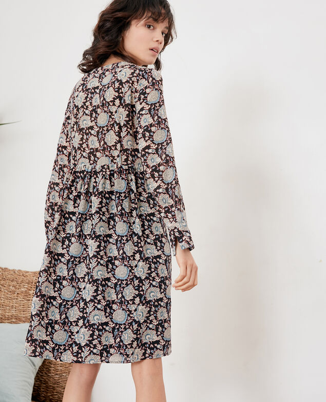 Bedrucktes Seidenkleid Darjeeling black