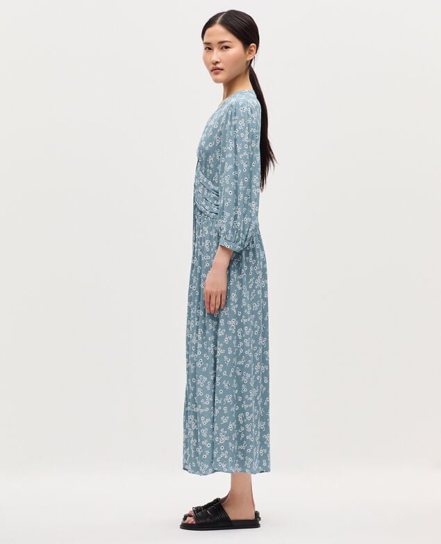 Langes fließendes Kleid K610 daisy blue