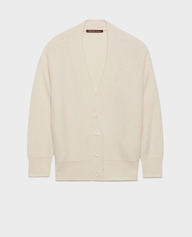 Cardigan aus Schurwolle 8801 01 offwhite
