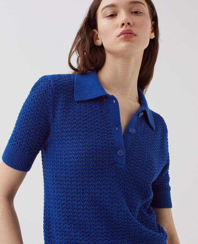 Pullover mit Polokragen und kurzen Ärmeln H652 wisteria
