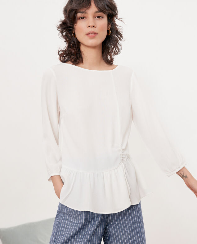 Bluse mit Rundhalsausschnitt Weiß