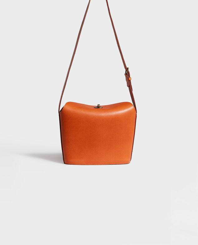 Lederhandtasche mit kurzem Schultergurt Camel