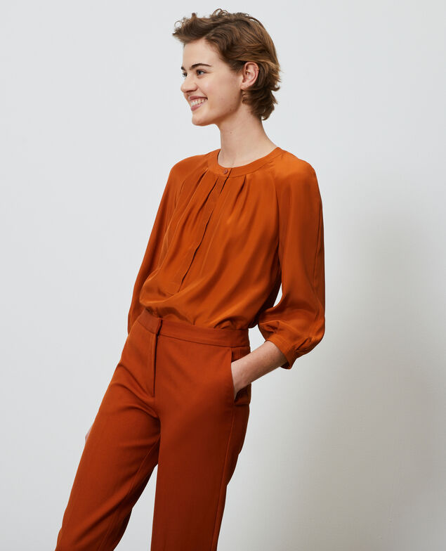 Weite Seidenbluse Umber