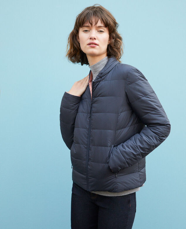 Wendebare Daunenjacke mit im Kragen verstaubarer Kapuze Navy/rose clay