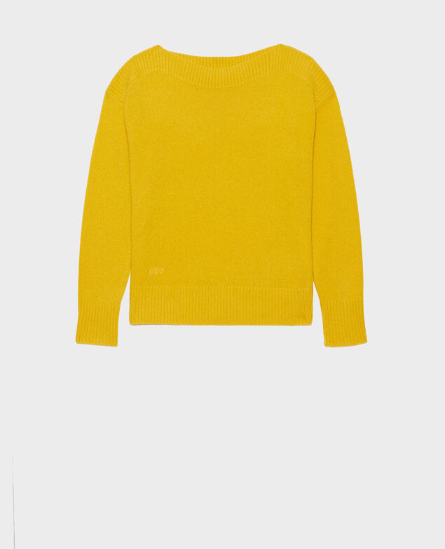 Pullover aus Kaschmir mit U-Boot-Kragen Lemon curry