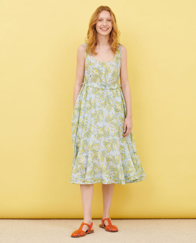 Ausgestelltes Kleid aus Baumwollvoile 93 print blue