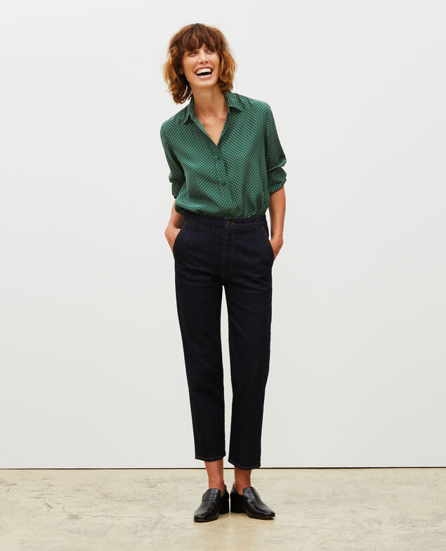 CHINO - Karottenhose aus Denim hohe Taille Denim rinse