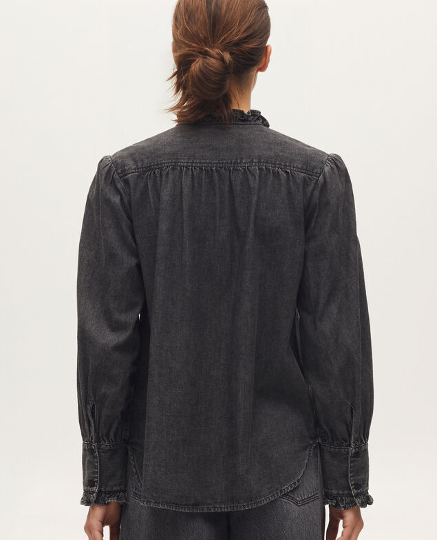 Bluse mit Volantkragen aus Baumwolle K081 dark gray