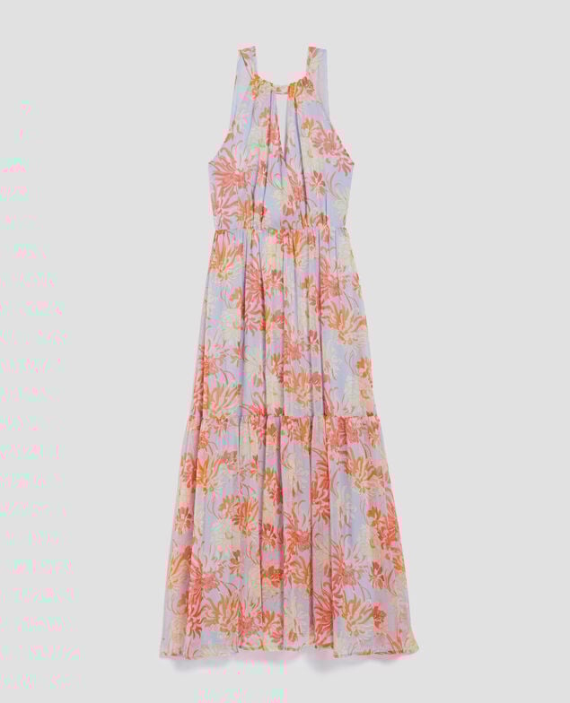 Langes fließendes Kleid H603 dahlia blue