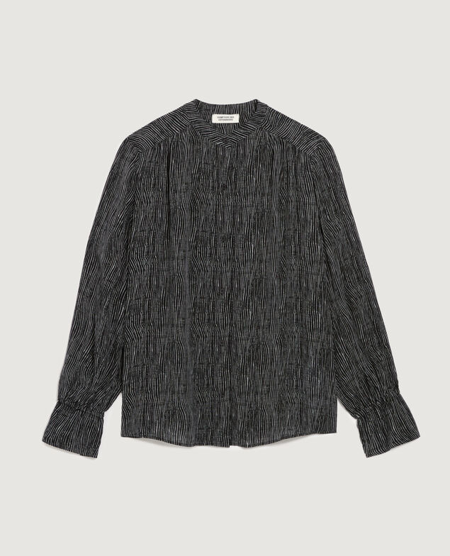 Fließend fallendes Langarm-Hemd K093 stripes black