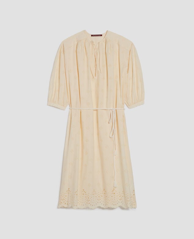Midi-Kleid mit Lochstickerei aus Baumwolle I307 ecru
