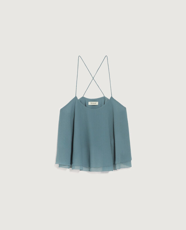 Top aus Musselin mit überkreuzten Trägern K631 blue lake
