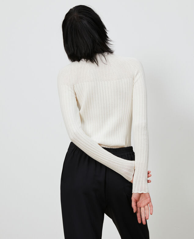 Spitzenpullover aus 3D-Strick Gardenia