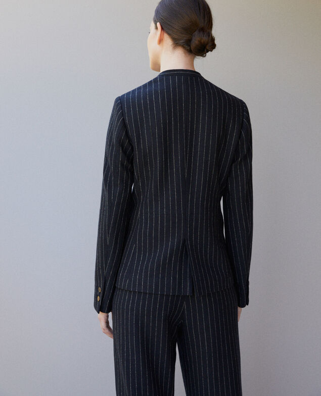 Tailoring-Jacke ohne Kragen Blau