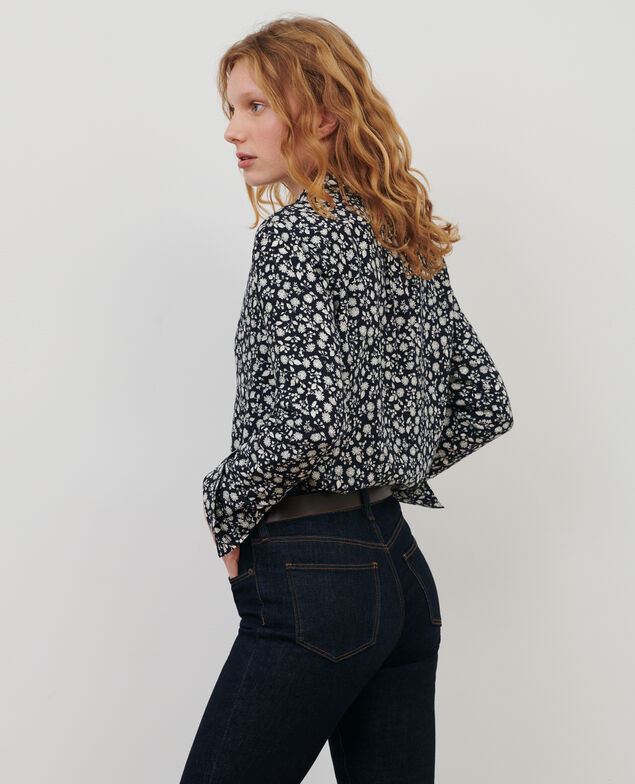 Bluse aus Seidengemisch 96 print navy