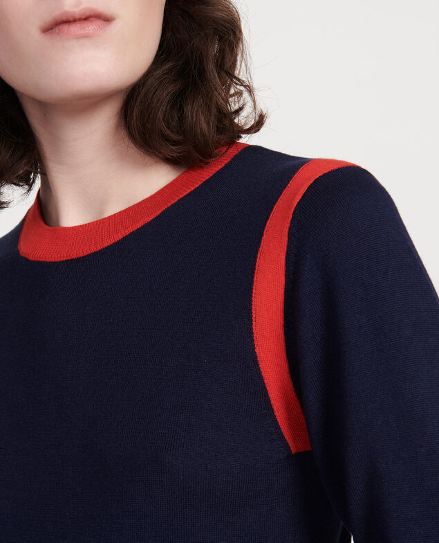 Pullover mit Seideund Kaschmir Stripes maritime blue fiery red