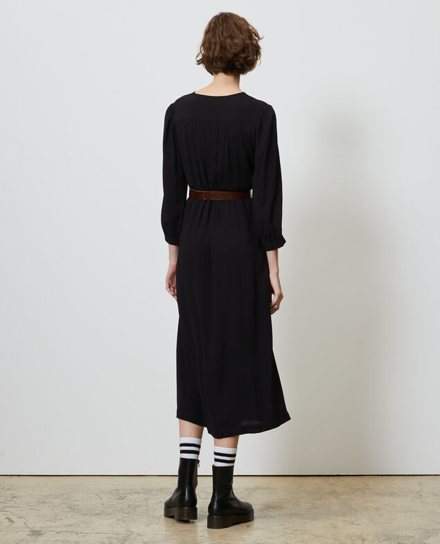 Tailliertes Maxi-Kleid mit fließendem Fall Black beauty