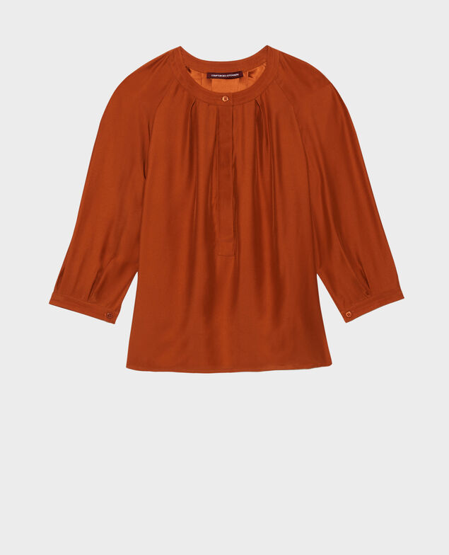 Weite Seidenbluse Umber