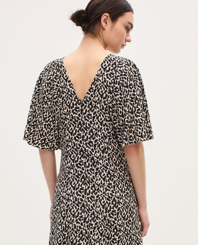 Langes fließendes Kleid K010 leo ecru
