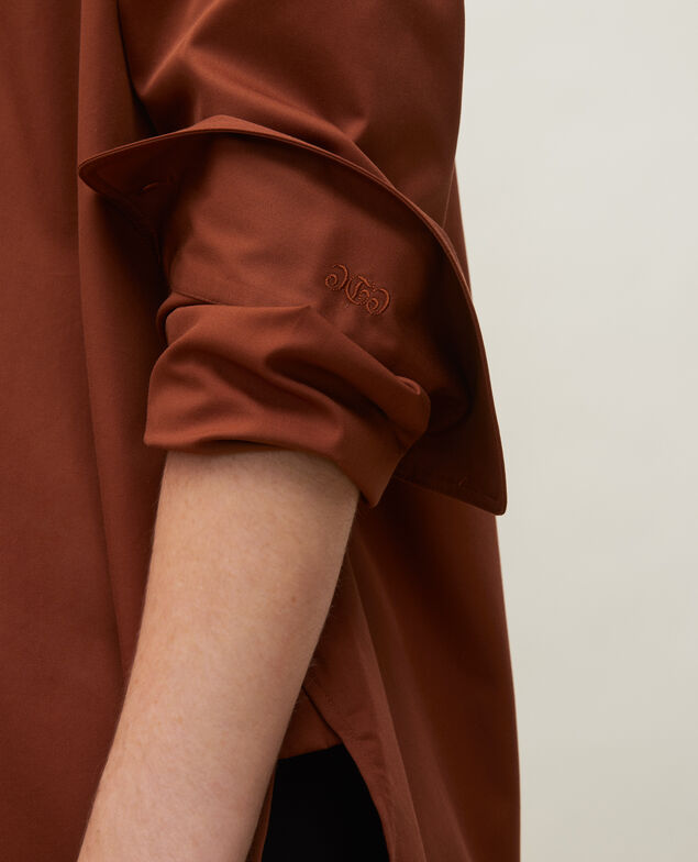  Oversize Baumwollhemd mit Brusteinsatz Tortoise shell