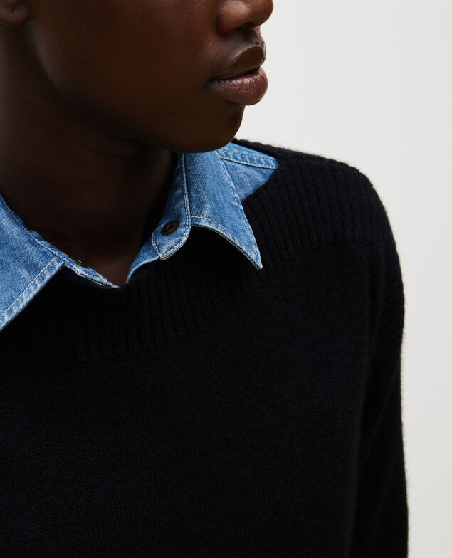 Pullover aus Kaschmir mit U-Boot-Kragen Black beauty