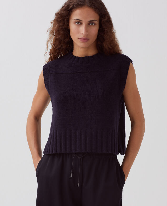 Ärmelloser Pullover aus Wolle H695 night sky