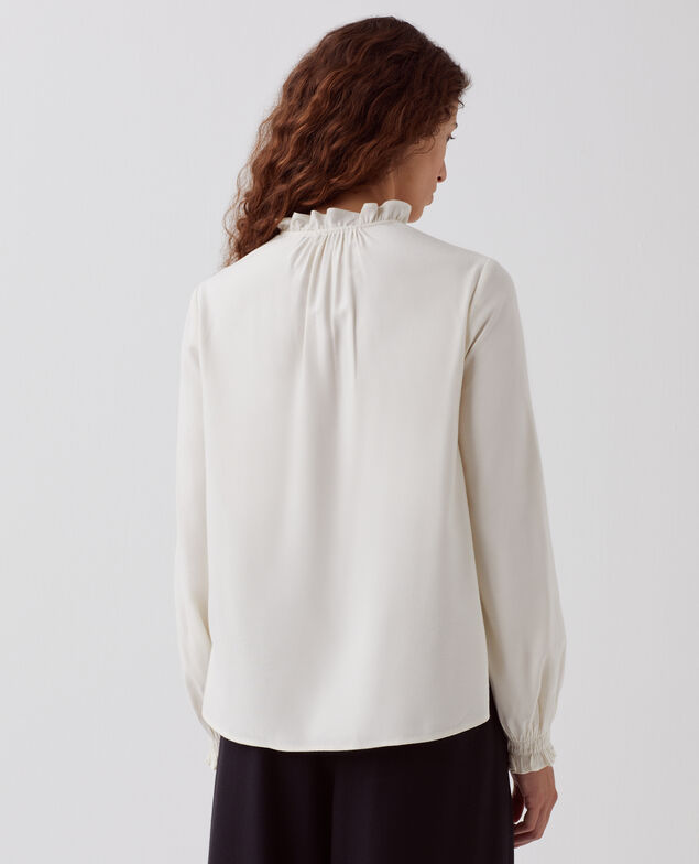 Bluse mit Volant-Kragen I012 papyrus creme