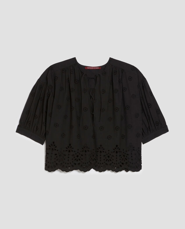 Bluse mit Lochstickerei aus Baumwolle H091 black beauty