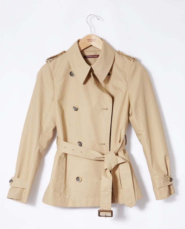 Kurzer Trenchcoat Beige