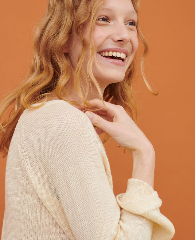 Pullover mit Rundhalsausschnitt aus Leinen 01 white