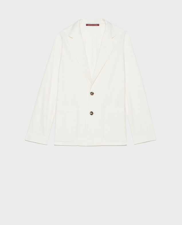 Maskuliner Blazer aus Baumwolle und Leinen Gardenia