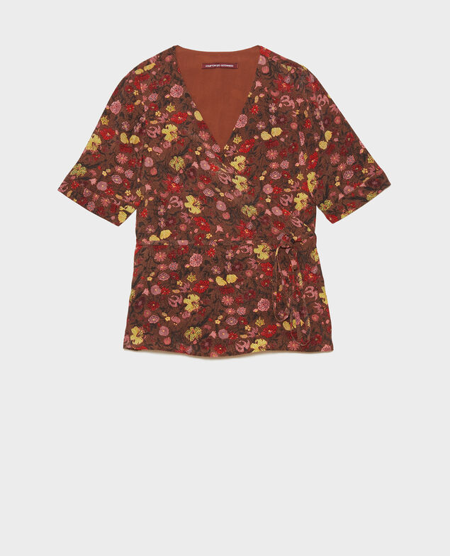  Wickelbluse aus Seide mit Flowerprint Print eden tortoiseshell