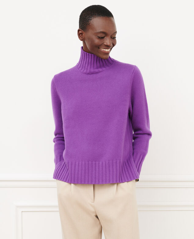 Pullover mit hohem Kragen aus Schurwolle 6022c brghtviolet