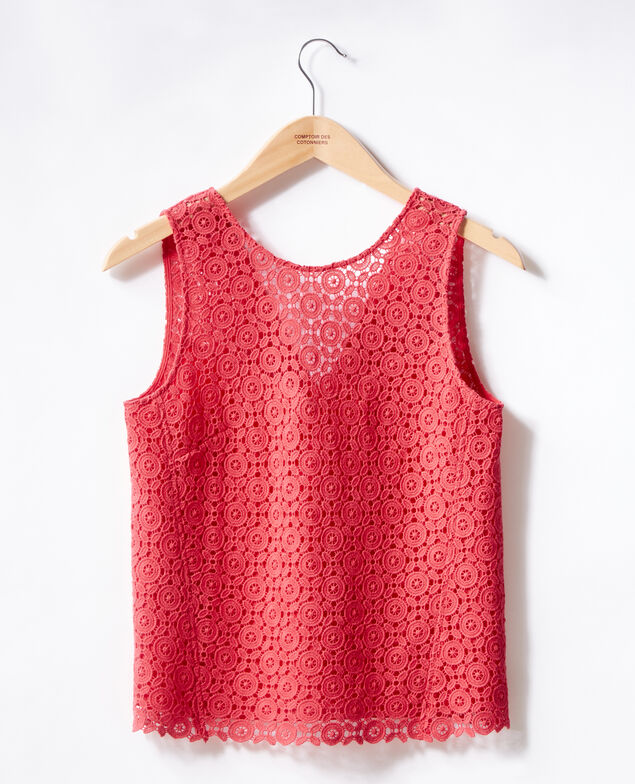 Top mit englischer Stickerei Ultra pink