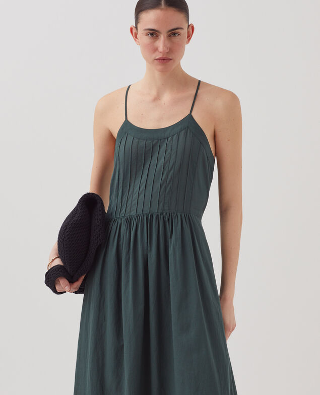 Langes Trägerkleid aus Baumwollvoile J590 spruce green
